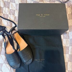 NEVER USED RAG AND BONE BLACK LEATHER ESPADRILLE SANDALS